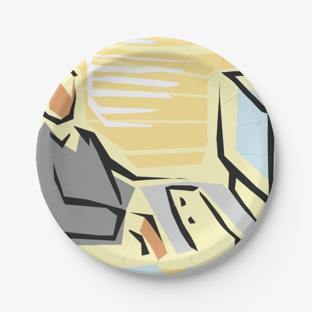 Arbeiten an einem Computer-Paper-Teller Pappteller (Vorderseite)