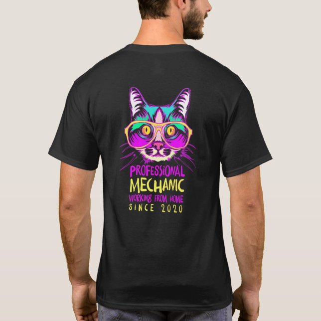 Arbeiten mit Zuhause Engineer Cat Builder T-Shirt (Rückseite)