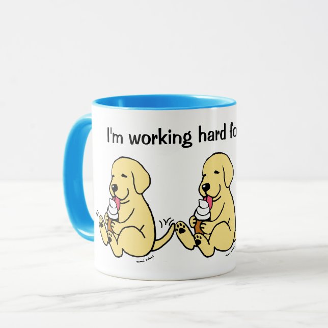 Arbeiten Sie hart für meine Labrador!! Gelbe Labra Tasse (Vorderseite Links)
