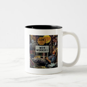 Arbeiter bei der Arbeit Zweifarbige Tasse