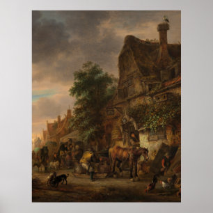 Arbeiter vor einem Gasthaus durch Isack van Ostade Poster