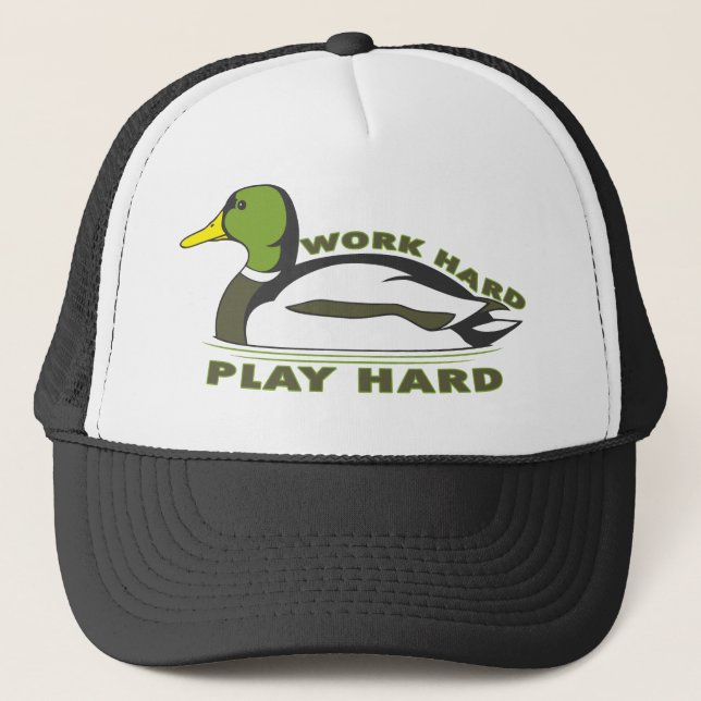 Arbeits-hartes Spiel-harte Stockenten-Ente Truckerkappe (Vorderseite)
