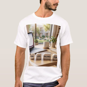 Arbeits-Lebensbalance Spaß-Würfel Büro Schreibtisc T-Shirt
