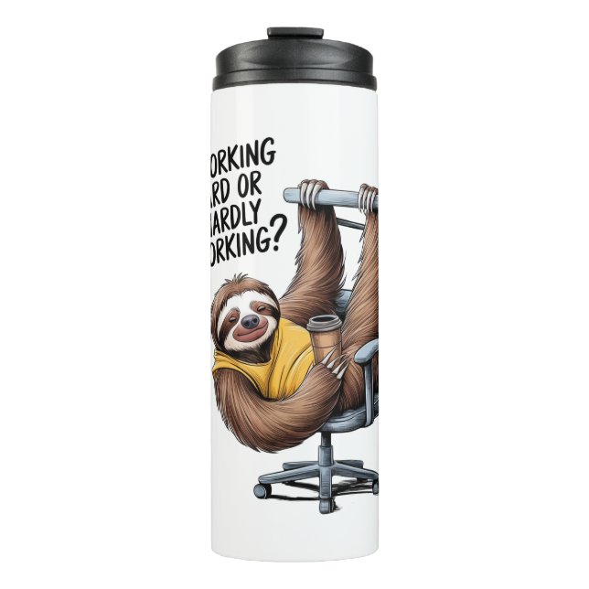 Arbeitsfest oder kaum arbeitend thermosbecher (Vorderseite)