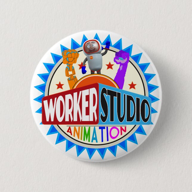 Arbeitskraft-Studio-Animations-Knöpfe Button (Vorderseite)