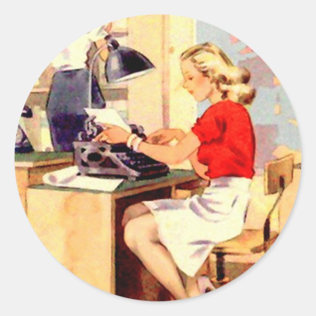 Arbeitsmädchen Runder Aufkleber (Vorderseite)