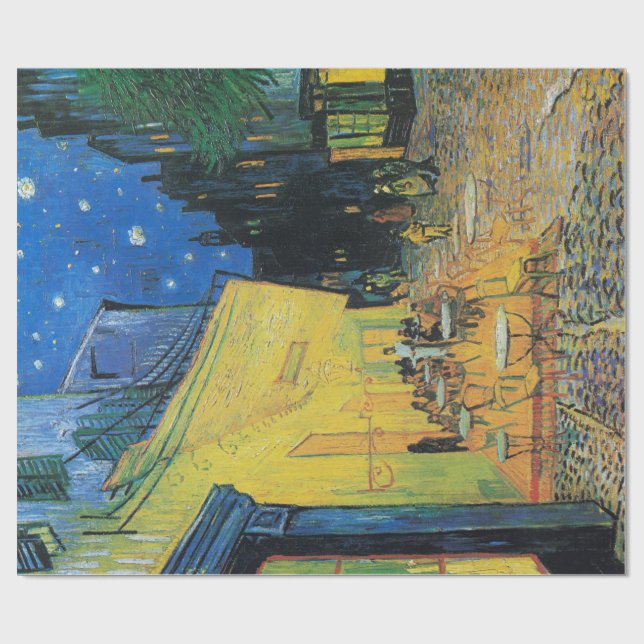ARBEITSPAPIER: Van Gogh: CAFÉ TERRACE AM NACHT Geschenkpapier (Flach)