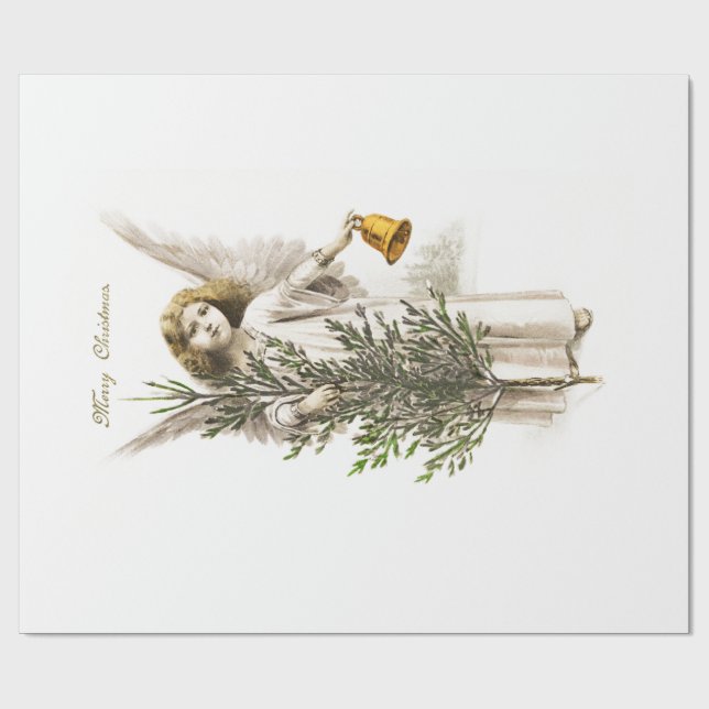 ARBEITSPAPIER: VINTAGE CHRISTMAS ANGEL GESCHENKPAPIER (Flach)