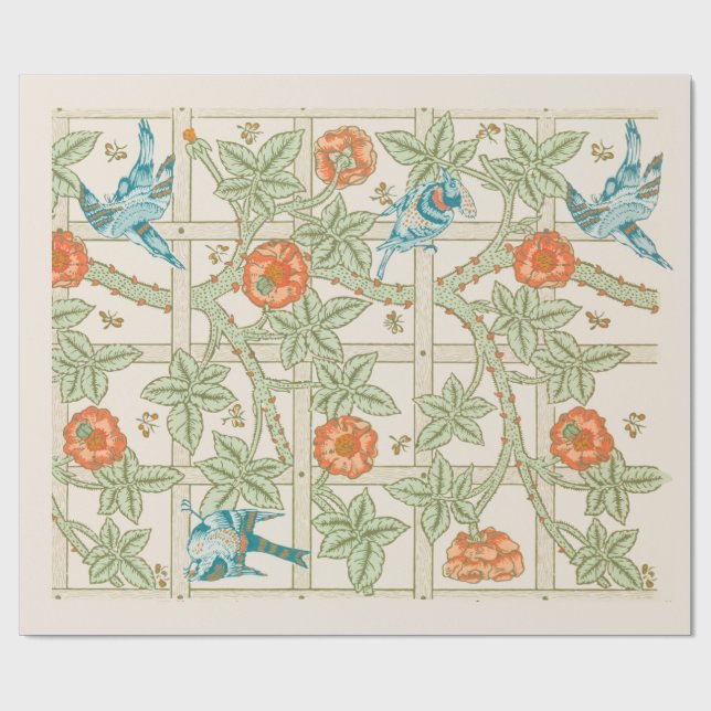 ARBEITSPAPIER: WILLIAM MORRIS : TRELLIS PATTERN GESCHENKPAPIER (Flach)