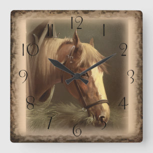 Arbeitspferd Quadratische Wanduhr