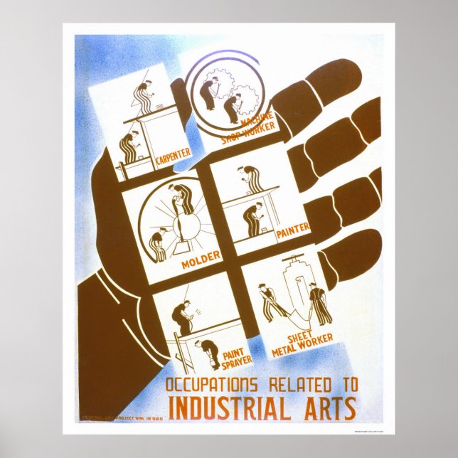 Arbeitsplätze für industrielle Künste 1936 WPA Poster (Vorne)
