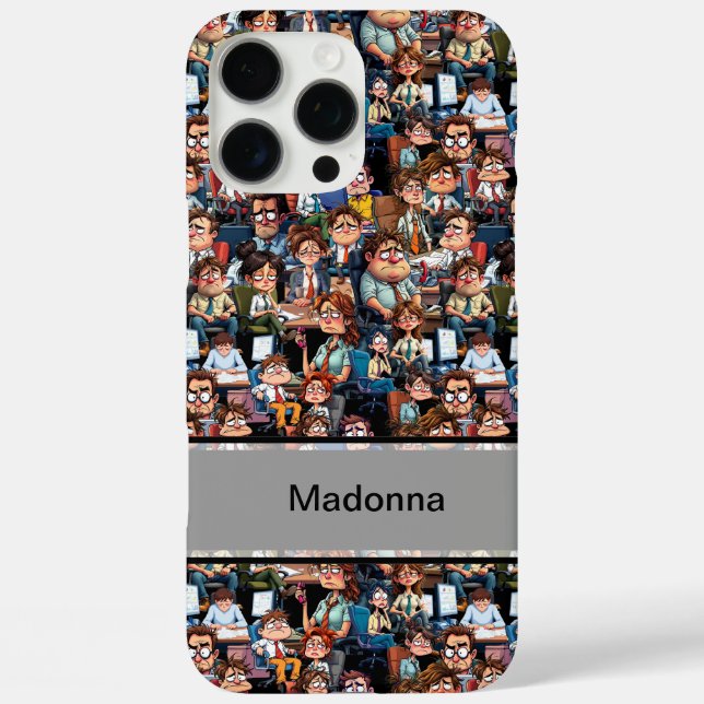 Arbeitsstress schwarz iPhone 16 pro max hülle (Rückseite)