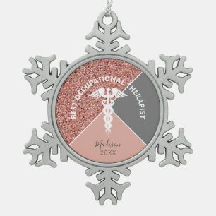 Arbeitstherapeut Weihnachten Personalisiert Schneeflocken Zinn-Ornament