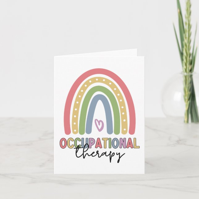 Arbeitstherapie OT Therapeut Regenbogen Karte (Vorderseite)