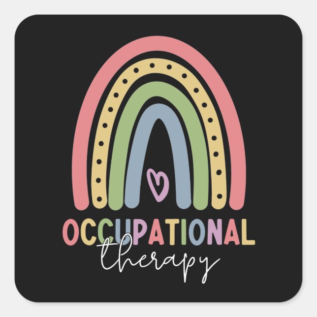 Arbeitstherapie OT Therapeut Regenbogen Quadratischer Aufkleber (Vorderseite)
