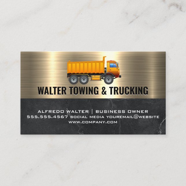 Arbeitswagen | Metallic Gold Marble Business Card Visitenkarte (Vorderseite)