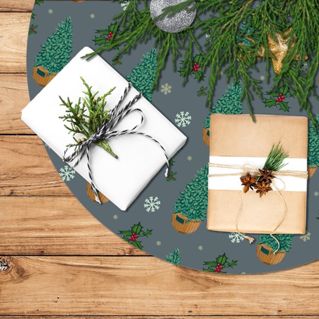 Árbol de navidad con acebo y copos de nieve polyester weihnachtsbaumdecke (Von Creator hochgeladen)