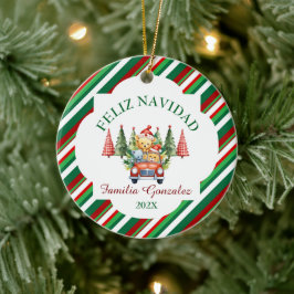 Árbol español de navidad y bosques keramik ornament