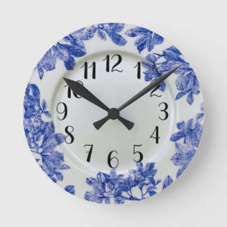 Arbor Blue Blätter Wall Clock Runde Wanduhr