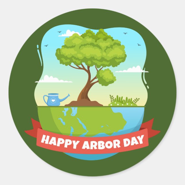 Arbor Day Runder Aufkleber (Vorderseite)