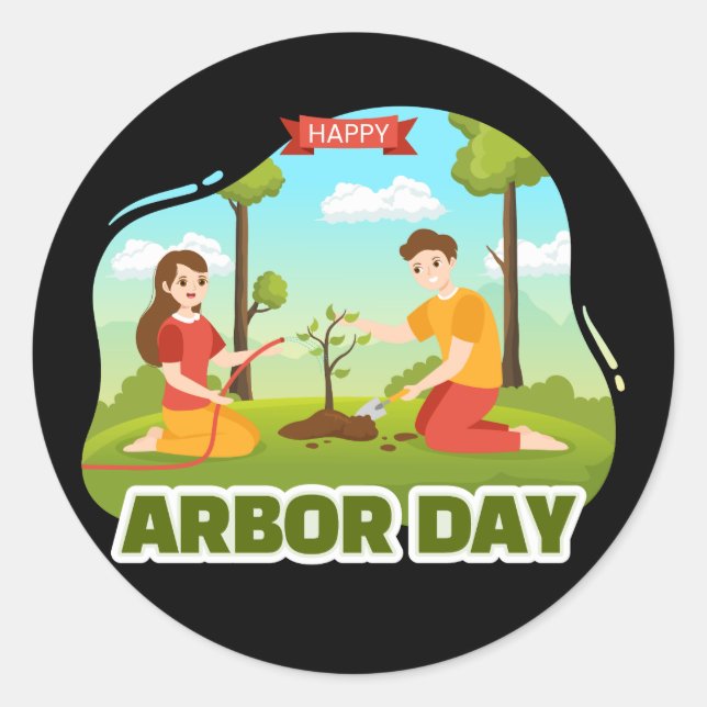 Arbor Day Runder Aufkleber (Vorderseite)