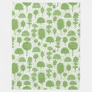 Arboretum 230715 - Avocado Green on White Fleecedecke