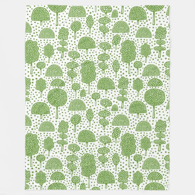 Arboretum 230715 - Avocado Green on White Fleecedecke (Vorderseite)