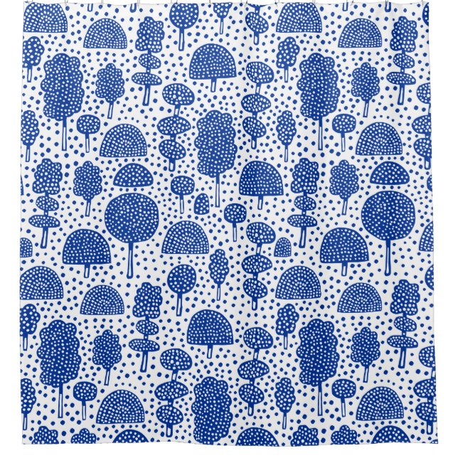 Arboretum 230715 - Navy Blue on White Duschvorhang (Vorderseite)