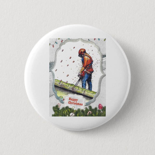 Arborist Chainsaw Baum Chirurg Geschenk Weihnachte Button (Vorderseite)