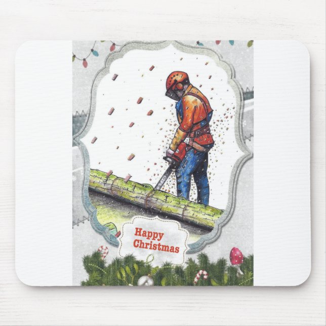 Arborist Chainsaw Baum Chirurg Geschenk Weihnachte Mousepad (Vorne)