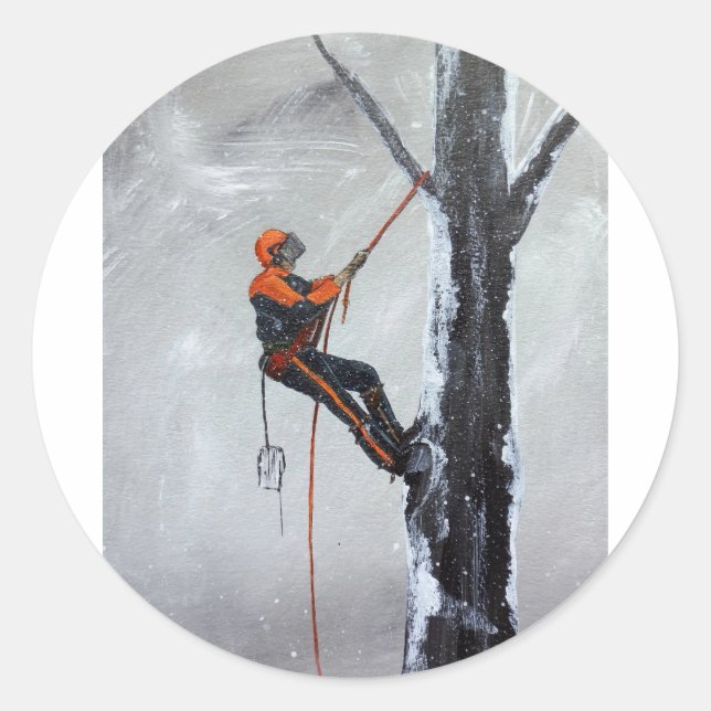 Arborist Long Haul Husqvarna Runder Aufkleber (Vorderseite)