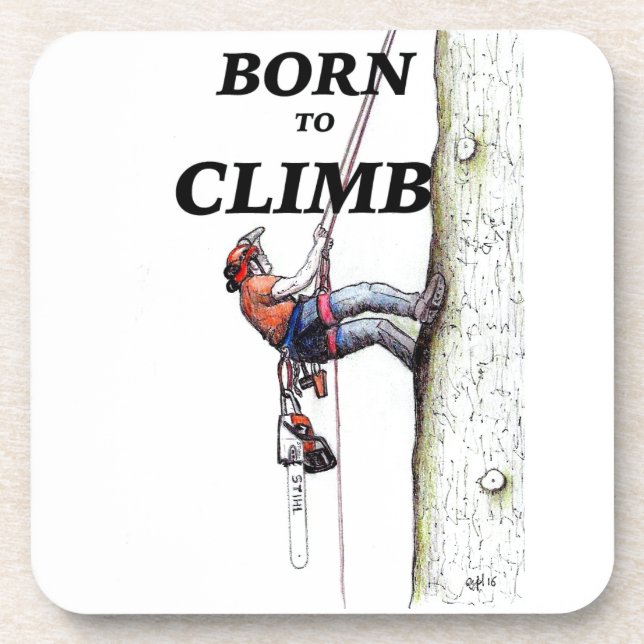 Arborist Tree Chirurg Chainsaw Kletterer Getränkeuntersetzer (Vorderseite)