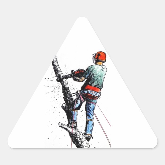 Arborist Tree Surgeon chainsaw Triangle Sticker (Devant)