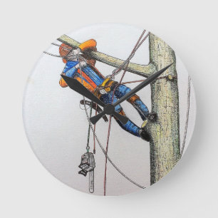 Arborist tree surgeon christmas card runde wanduhr