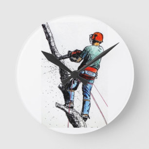 Arborist Tree Surgeon Runde Wanduhr