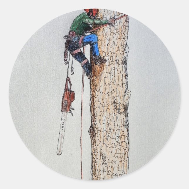 Arborist Tree Surgeon Runder Aufkleber (Vorderseite)