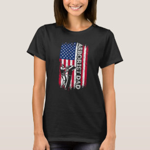 Arborist Vater American Flag Climber Vater Chainsa T-Shirt