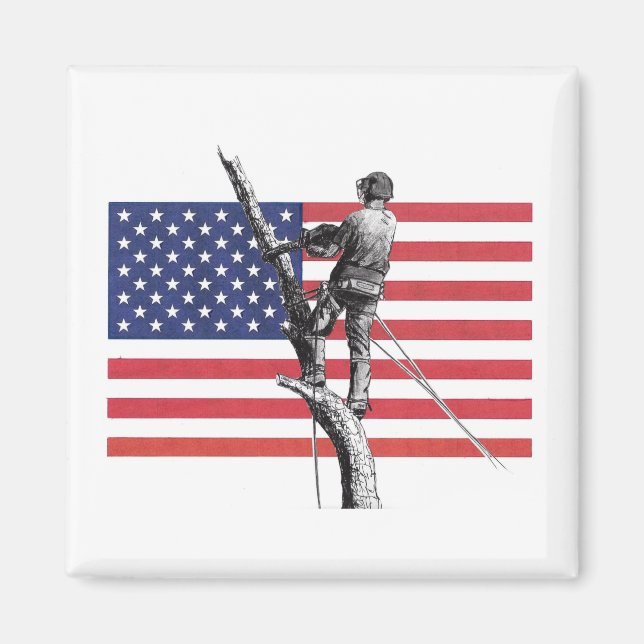 Arboriste américain USA Arbre Chainsaw Magnet (Devant)