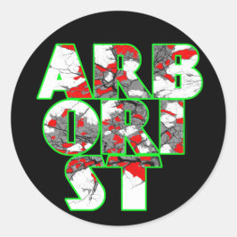 Arboristisches Cool-grün- und rotes Textdesign Runder Aufkleber
