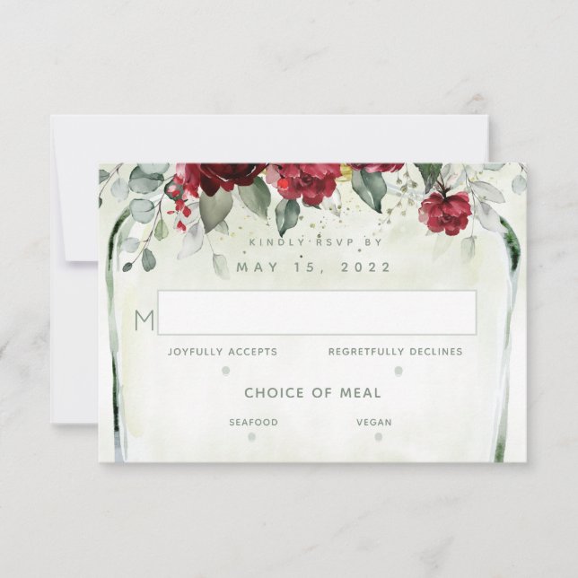Arbour Du Mariage Rose 2 Carte RSVP Choix De Repas (Devant)