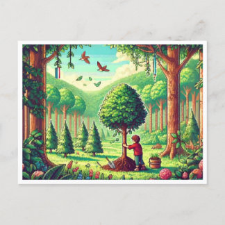 🌱 Arbour Jour Pixel Art Carte Postale - Retro Nat