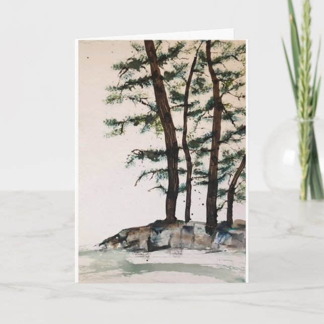 Arbre à pin d'origine sur carte blanche (Devant)