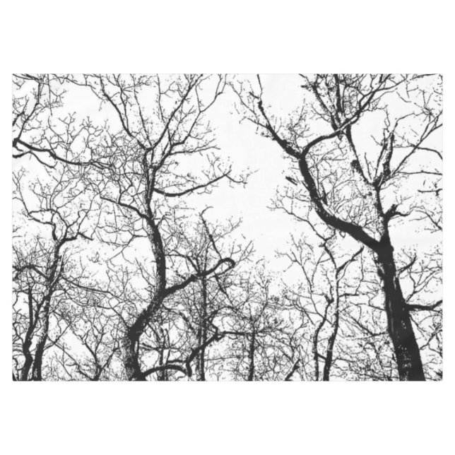Arbre abstrait noir et blanc de nappe (Devant (Horizontal))