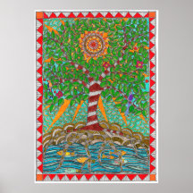 Arbre au bord de la rivière affiche inspirante