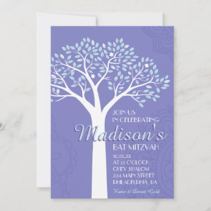 ARBRE AVEC ÉTOILES Invitation Bat mitzvah