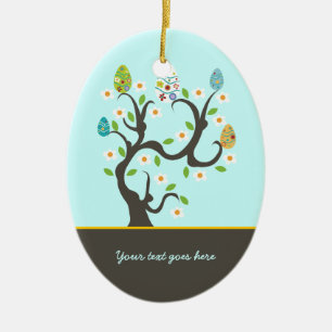 Arbre avec oeufs de Pâques et fleurs ornement pers