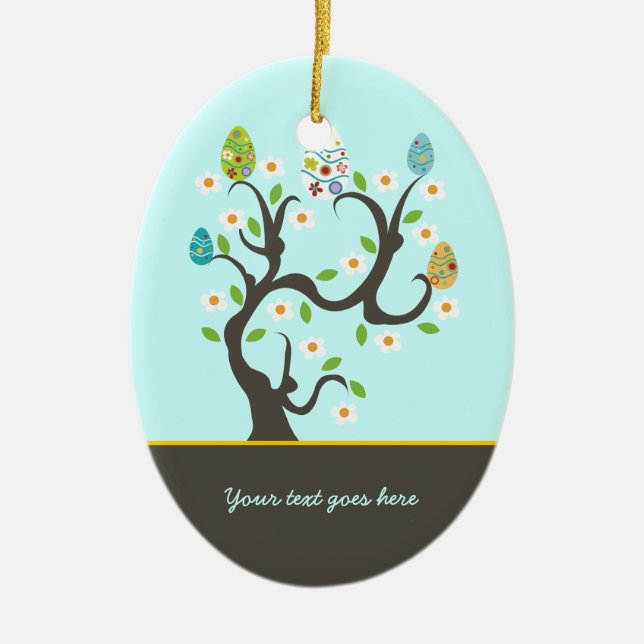 Arbre avec oeufs de Pâques et fleurs ornement pers (Devant)