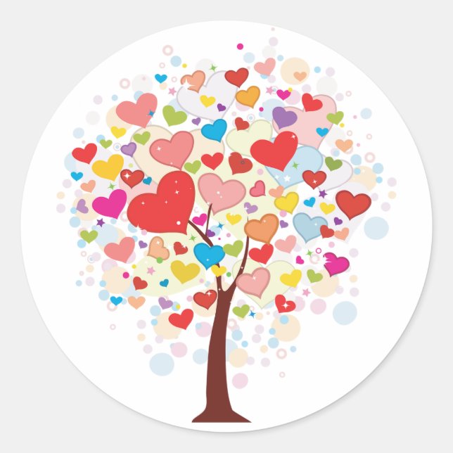 Arbre Avec Stickers Feuille En Forme De Coeur (Devant)