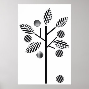 Arbre blanc noir sur affiche arrière - plan blanc