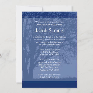 Arbre bleu de vie Barre Mitzvah Invitations